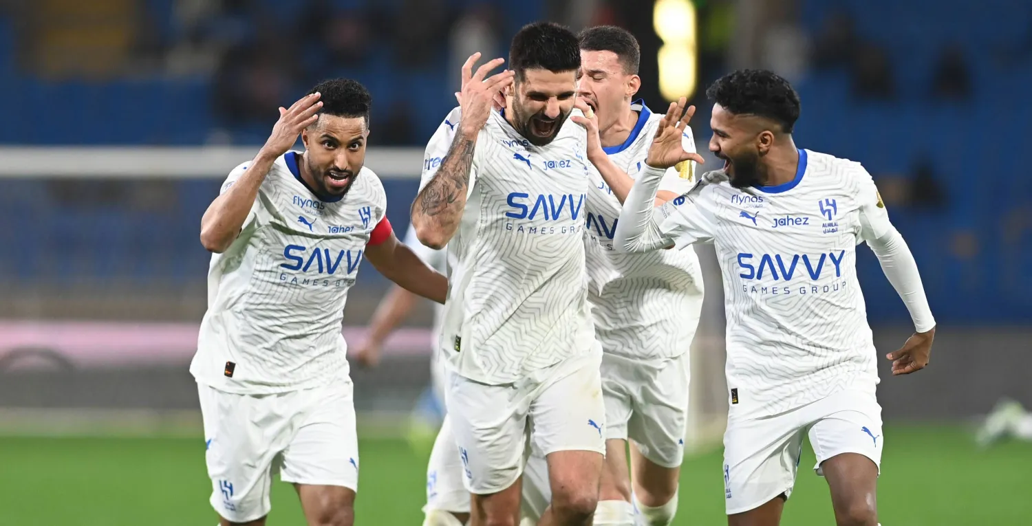 ميتروفيتش يحتفل بهدفه في مرمى الفيحاء (تصوير: بشير صالح)