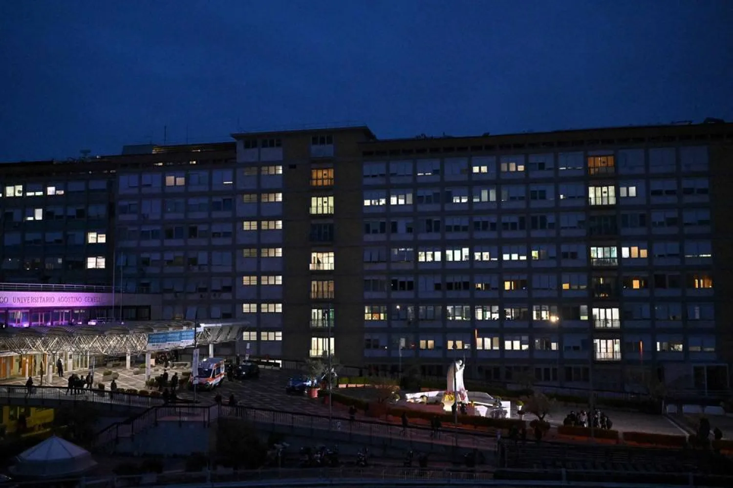 This photograph shows the Gemelli Hospital where Pope Francis is hospitalised, in Rome, on March 8, 2025. 