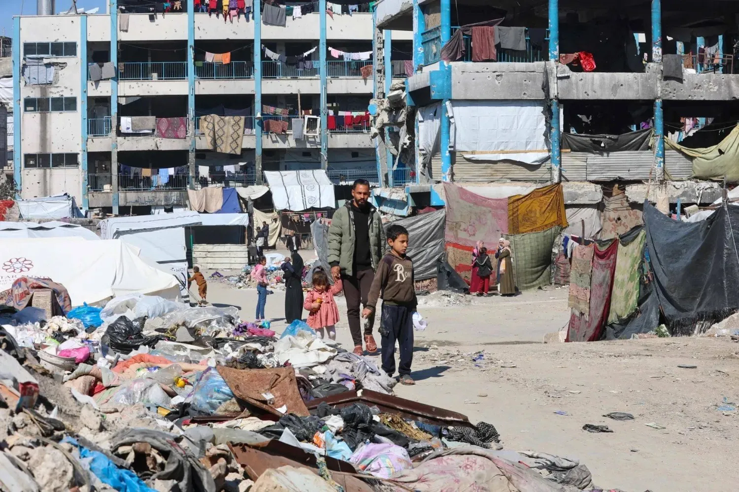 A school-turned-shelter for displaced persons in Jabalia, northern Gaza, on February 27 (AFP)
