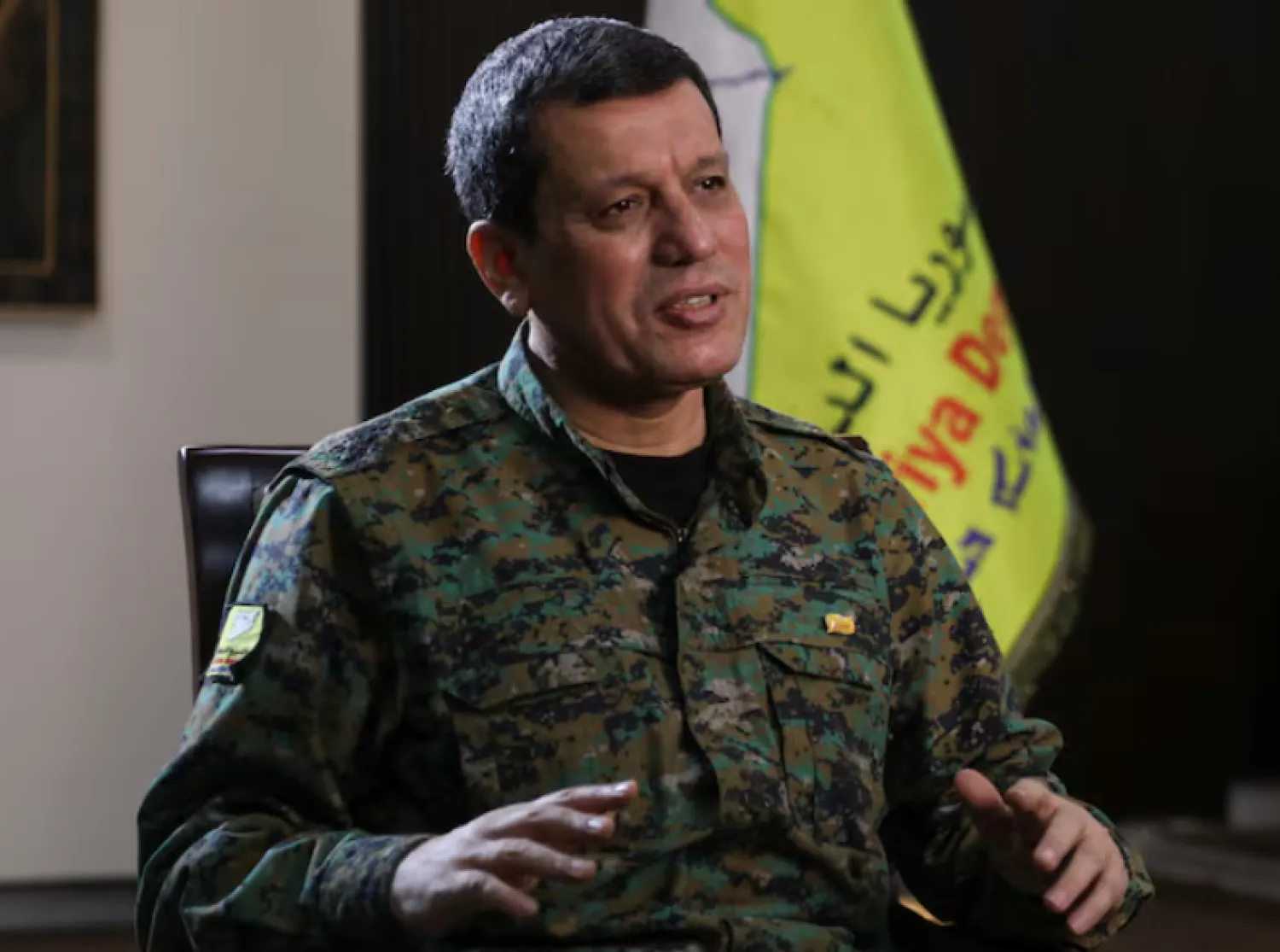 Commander of Syrian Kurdish-led forces Mazloum Abdi, attends an interview with Reuters in Hasakah, Syria December 19, 2024. REUTERS/Orhan Qereman/File Photo 