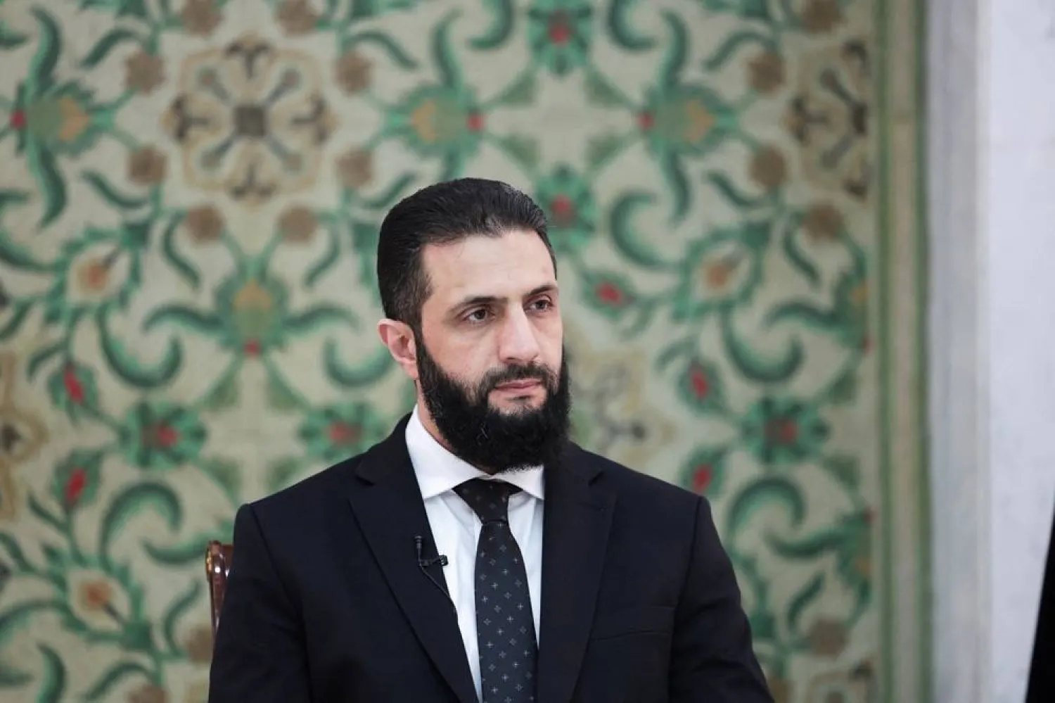  Syria’s interim President Ahmed al-Sharaa attends an interview with Reuters at the presidential palace, in Damascus, Syria March 10, 2025. (Reuters)