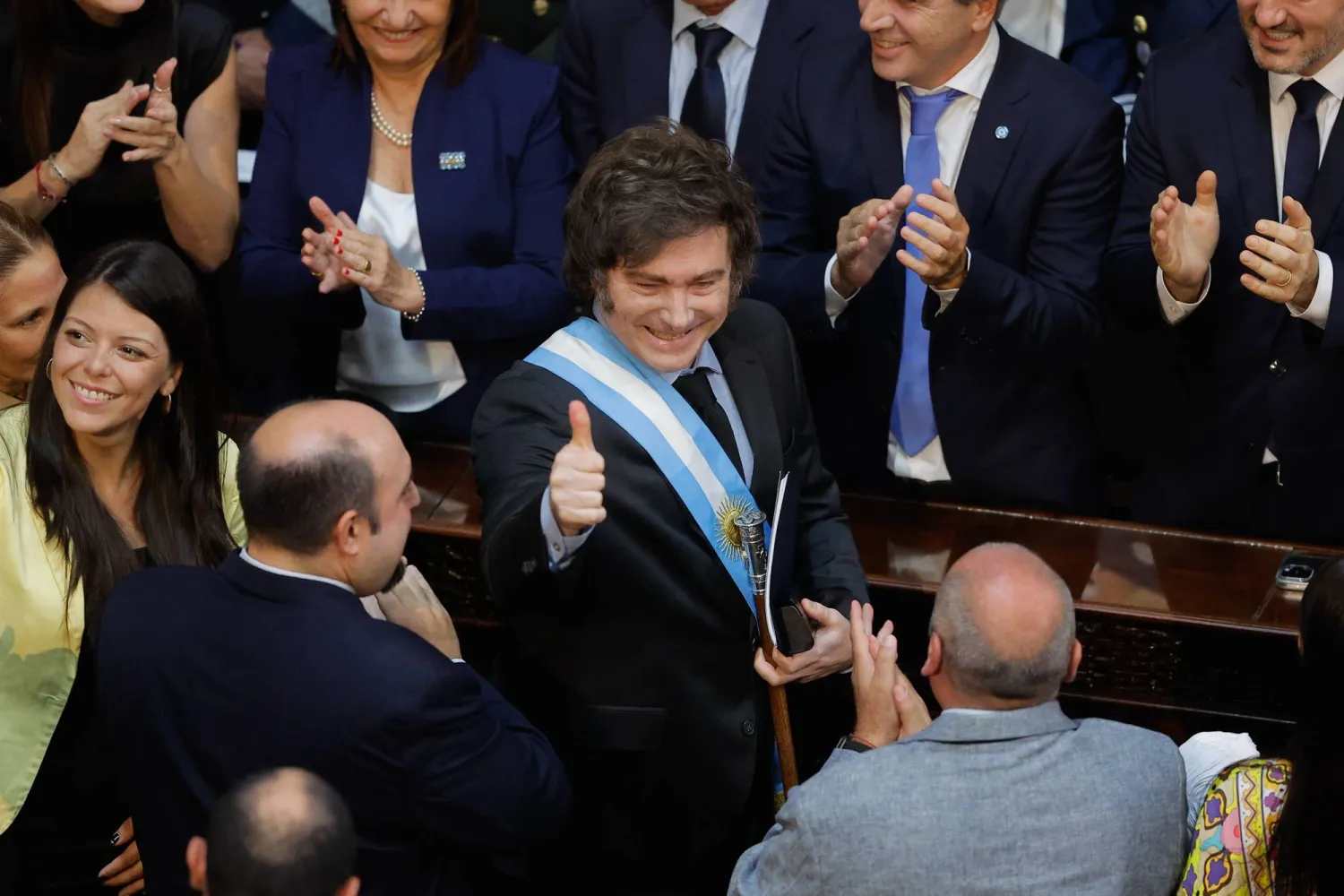 الرئيس الأرجنتيني في الكونغرس لافتتاح الجمعية التشريعية الـ143 في بوينس آيرس في الأول من مارس (إ.ب.أ) 