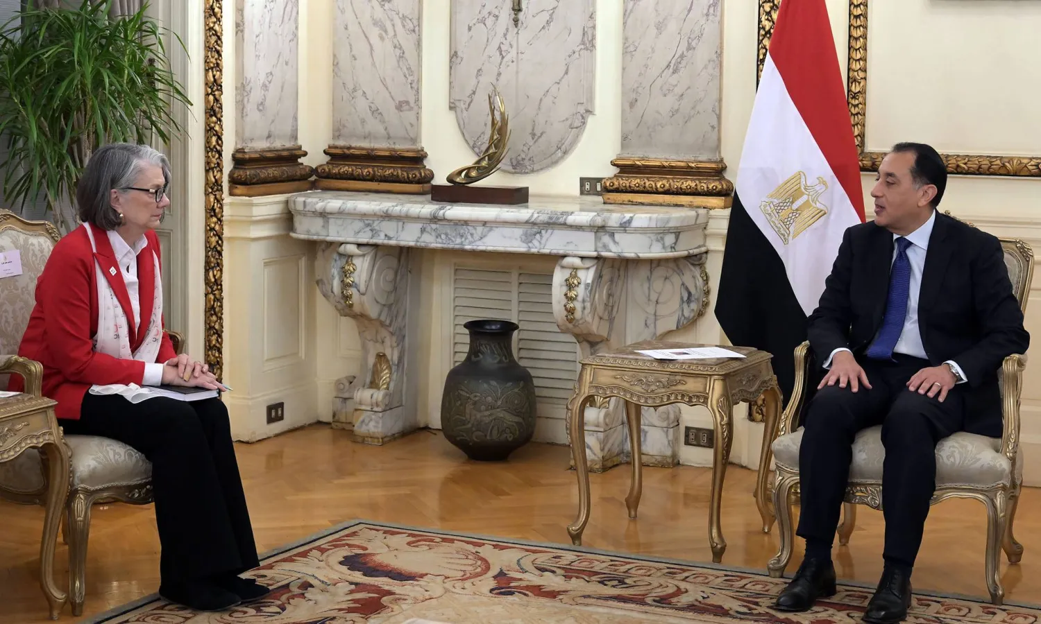 رئيس الوزراء المصري يستقبل رئيسة الاتحاد الدولي لجمعيات الهلال والصليب الأحمر (مجلس الوزراء المصري)