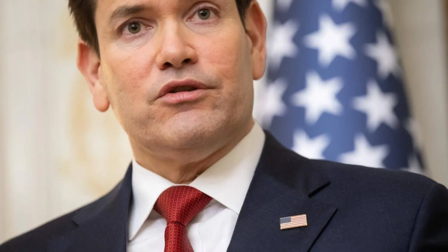 US Secretary of State Marco Rubio speaks with the media following meetings with a Ukrainian delegation in Jeddah on March 11, 2025. SAUL LOEB / POOL/AFP
