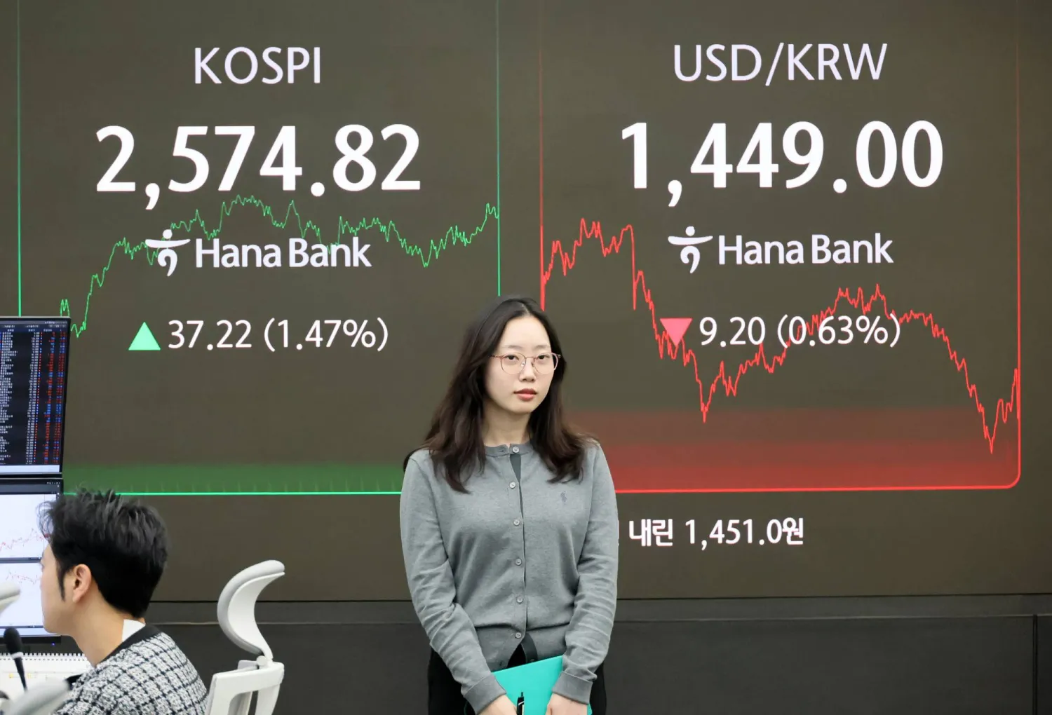 غرفة التداول في بنك هانا في سيول (وكالة حماية البيئة)