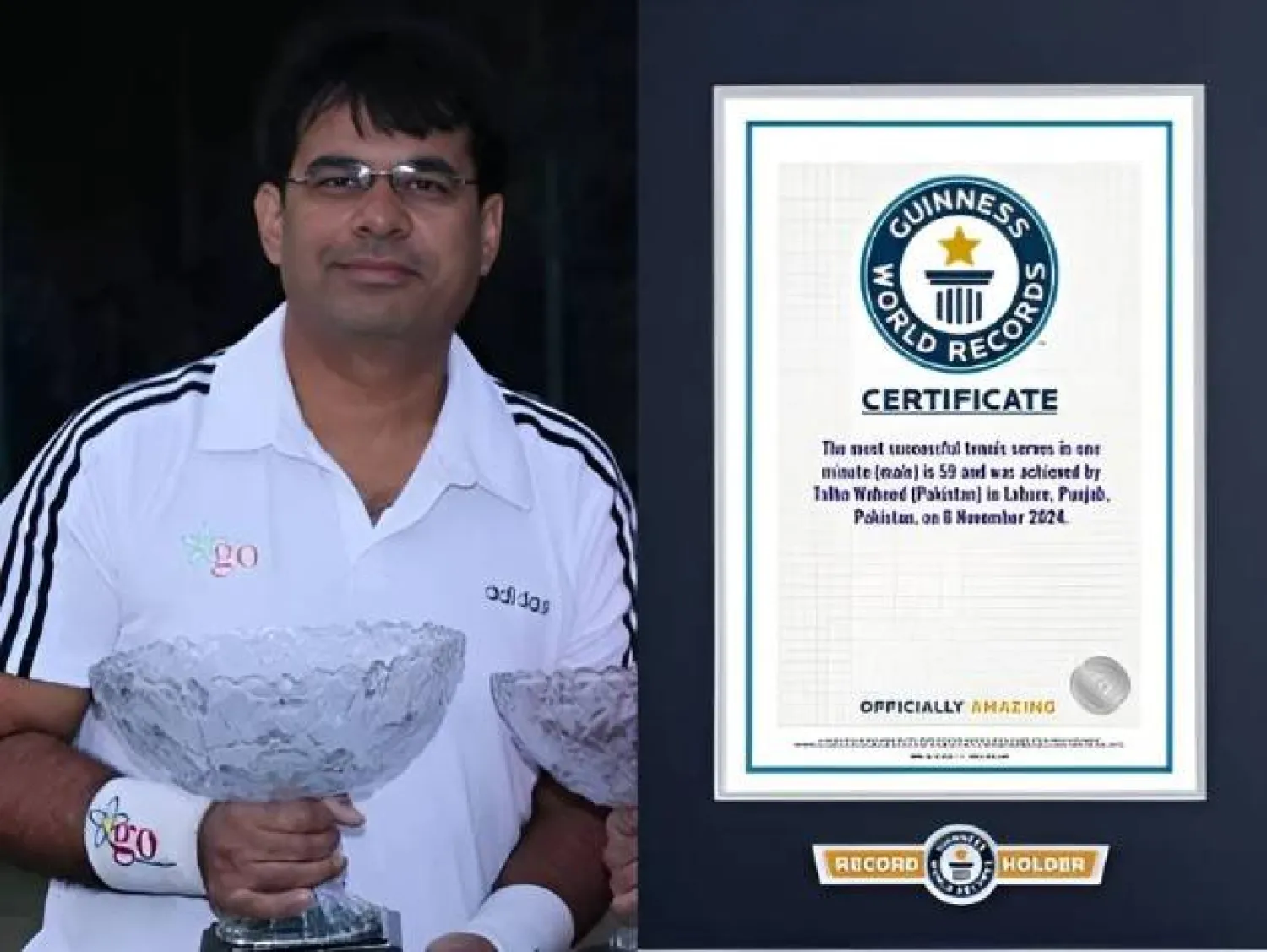 حطم وحيد الرقم القياسي الذي سجله الأميركي جون باري (الاتحاد الباكستاني للتنس)