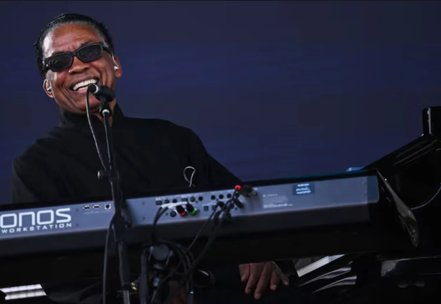 Herbie Hancock performs on the Pyramid stage at Worthy Farm in Somerset during the Glastonbury Festival in Britain, June 26, 2022. REUTERS/Dylan Martinez/File Photo 