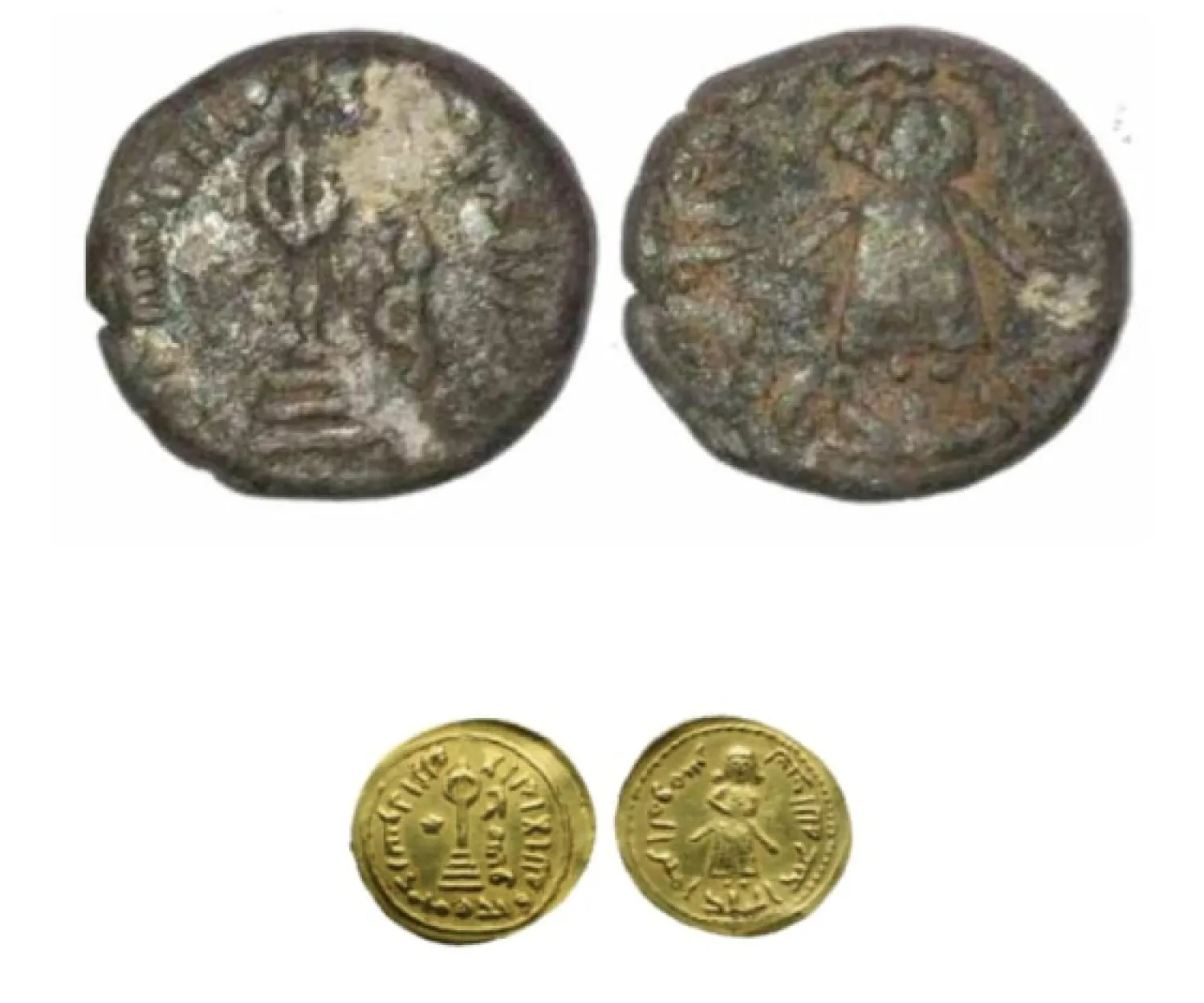 المسكوكة الرصاصية و دينار الخليفة الواقف ضرب دمشق (الشرق الأوسط)