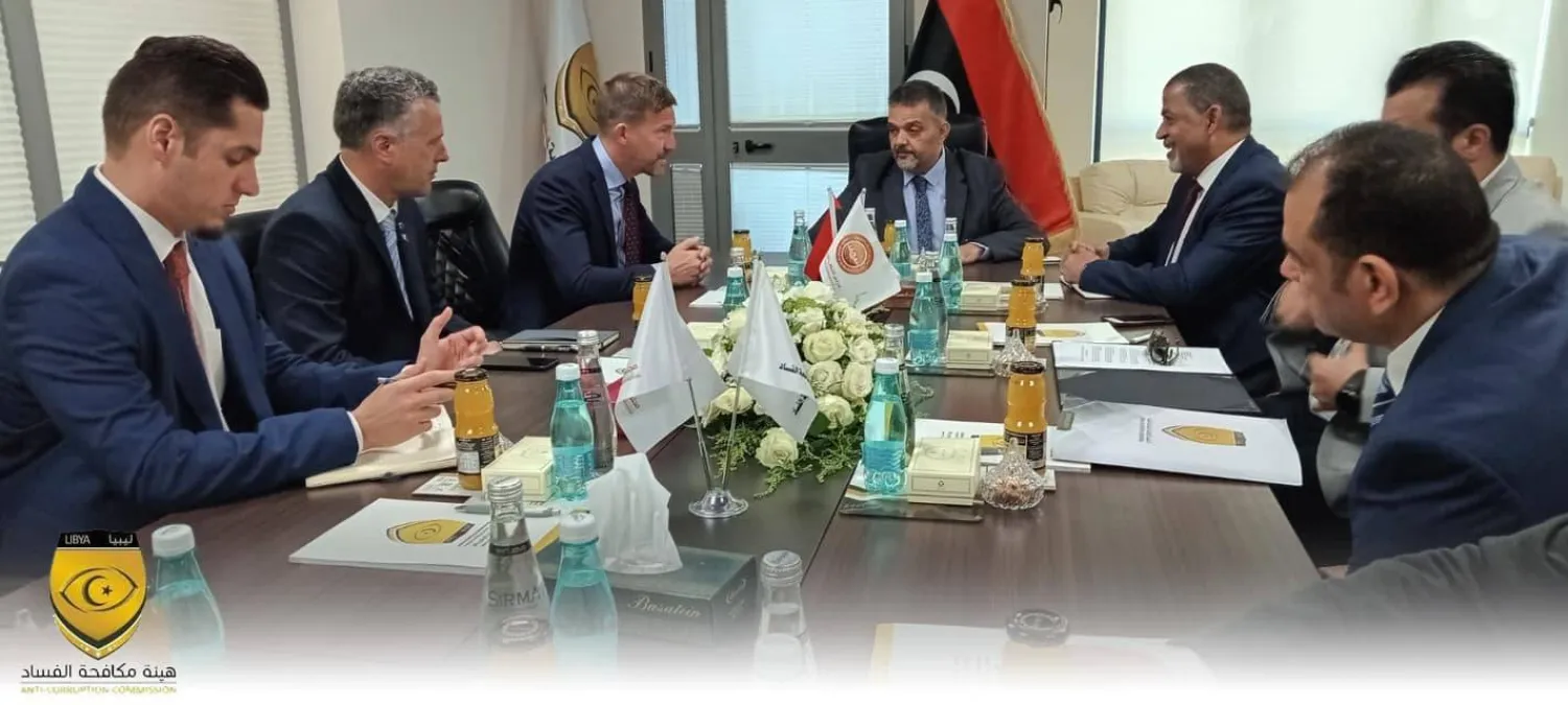 جانب من اللقاء الليبي- البريطاني في طرابلس لبحث سبل مكافحة الفساد (الهيئة الوطنية لمكافحة الفساد في ليبيا)