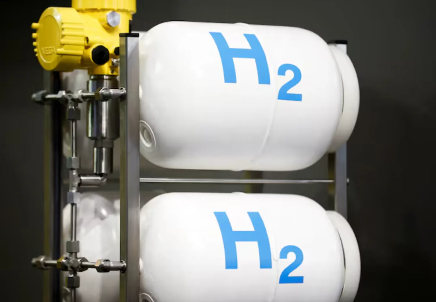 An Hydrogen H2 logo is pictured at Hyvolution exhibition in Paris, France, February 1, 2024. REUTERS/Benoit Tessier/File Photo 