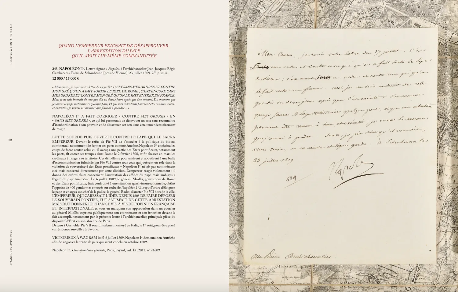 رسالة نابليون (صورة من موقع دار أوزنا للمزادات)