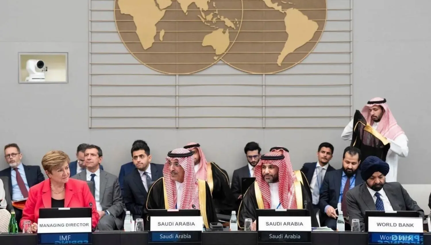 جانب من اجتماعات صندوق النقد الدولي في واشنطن (واس)