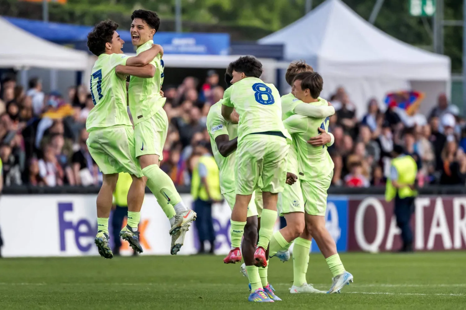 برشلونة أصبح الأكثر تتويجاً بالبطولة عبر تاريخها لفئة الشباب (أ.ف.ب)