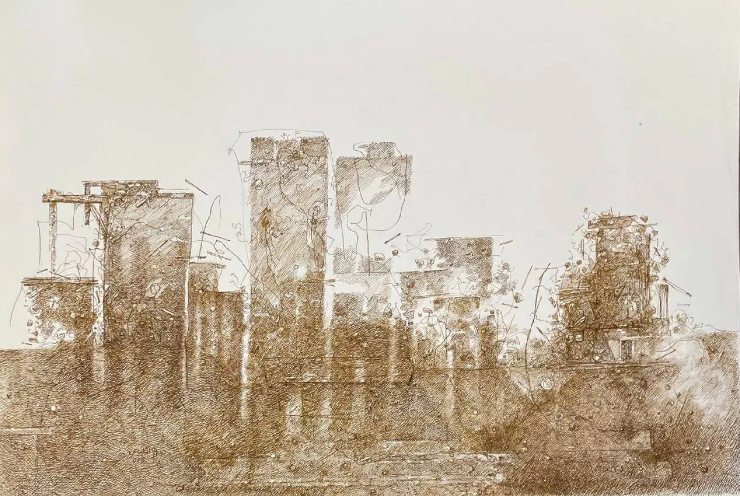 بيوت لا يظهر منها إلا إطار خارجي (الشرق الأوسط)