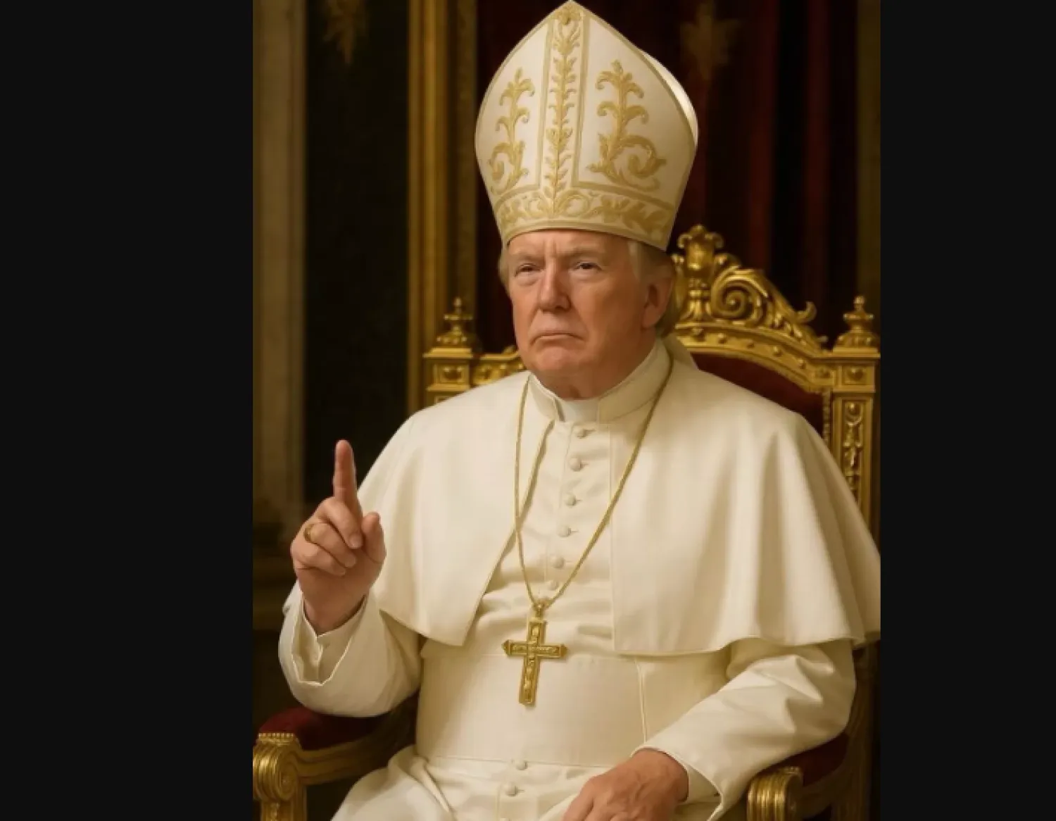 الرئيس الأميركي دونالد ترمب يظهر في صورة مُعدّلة بملابس بابا الفاتيكان (إكس)