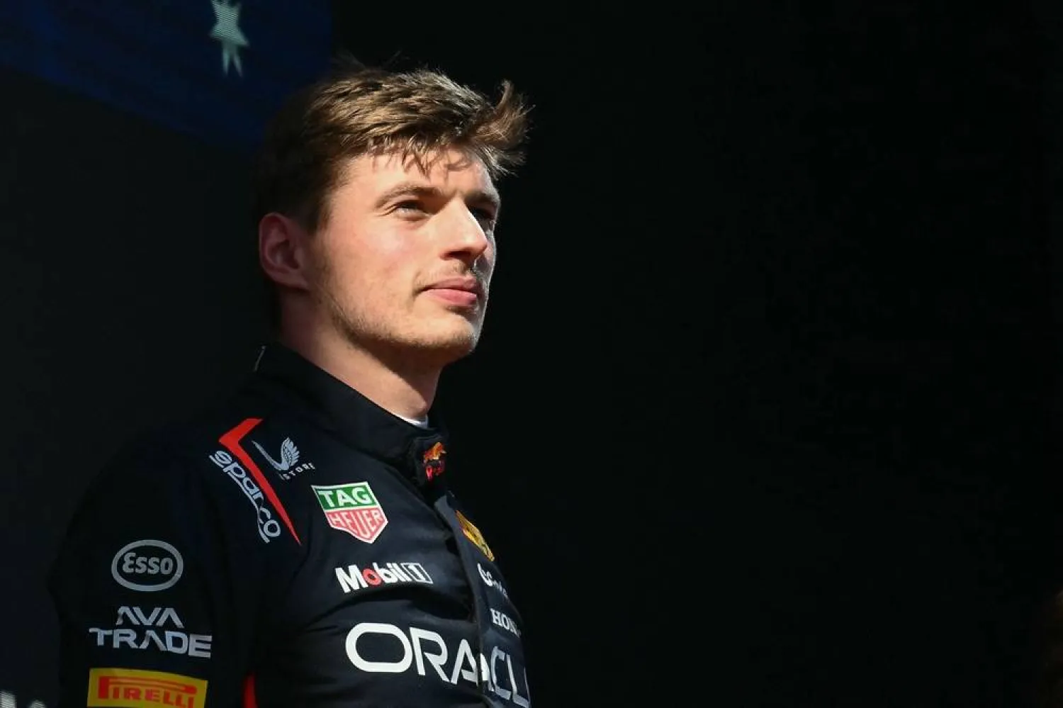  Red Bull Racing's Dutch driver Max Verstappen celebrates on the podium after winning the 2025 Emilia-Romagna Formula One Grand Prix at the Imola autodrome in Imola, on May 18, 2025. (AFP) 