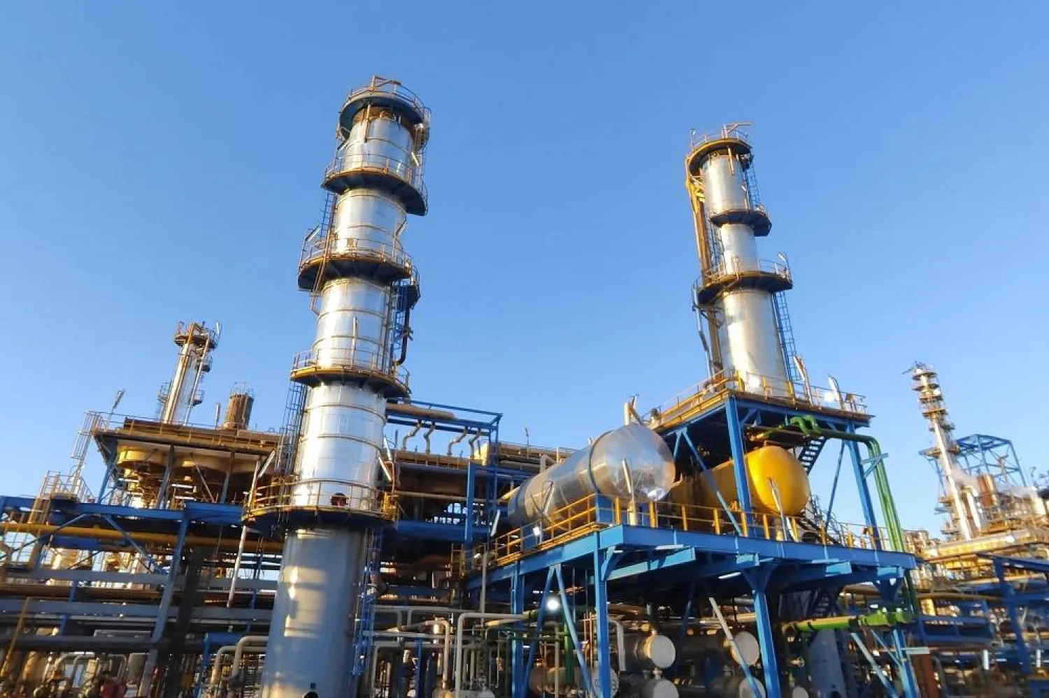 A handout picture released by Iraq's Prime Minister's Press Office on January 2, 2025, shows a partial view of the oil refinery of Baiji north of Baghdad, during the inauguration ceremony of the fourth and fifth units. (Iraq's Prime Minister's Press Office / AFP) 