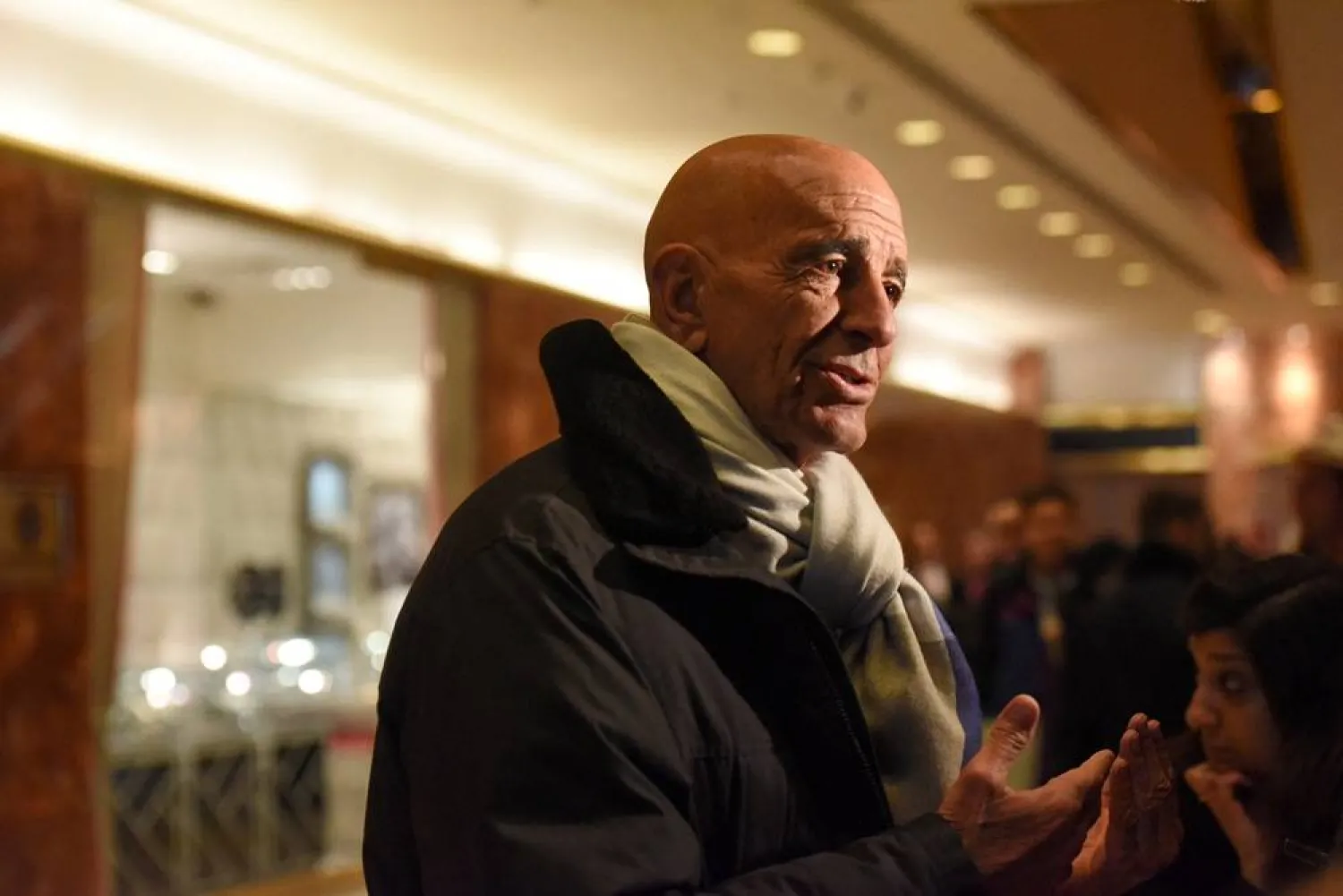 Tom Barrack speaks with members of the press at Trump Tower in New York City, US January 10, 2017. (Reuters) 
