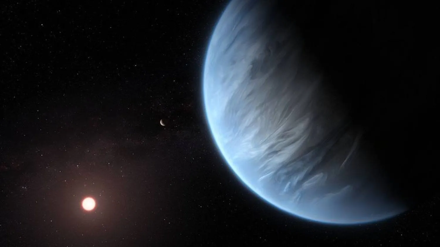 The planet K2-18b is 124 light years away in the Leo constellation. (ESA/Hubble, M. Kornmesser) 