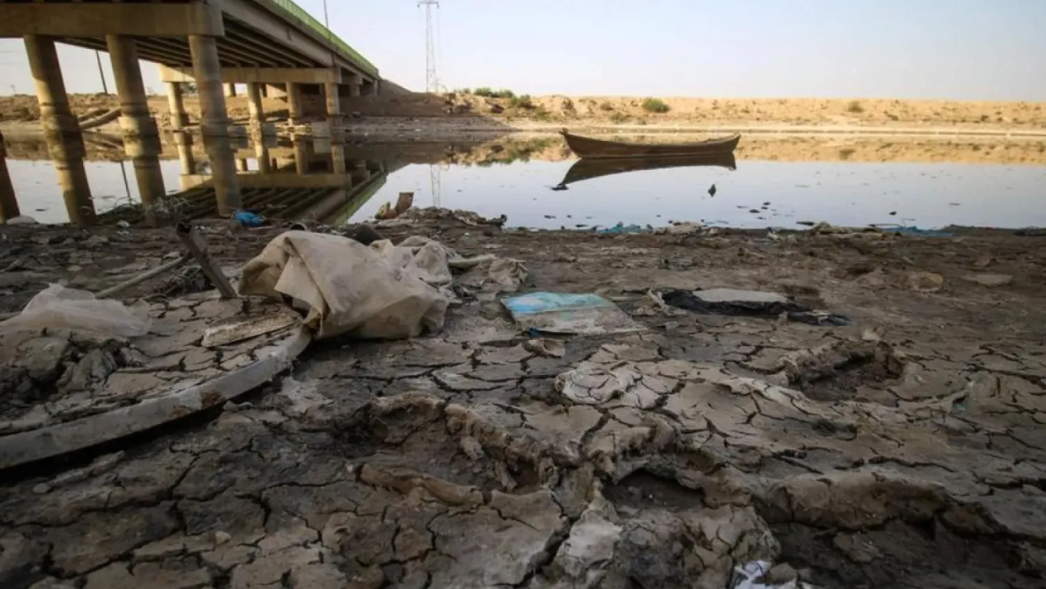 The dried-up shore of an irrigation canal near the village of Sayyed Dakhil, to the east of Nasariyah city some 300 kilometres south of Baghdad. (AFP)