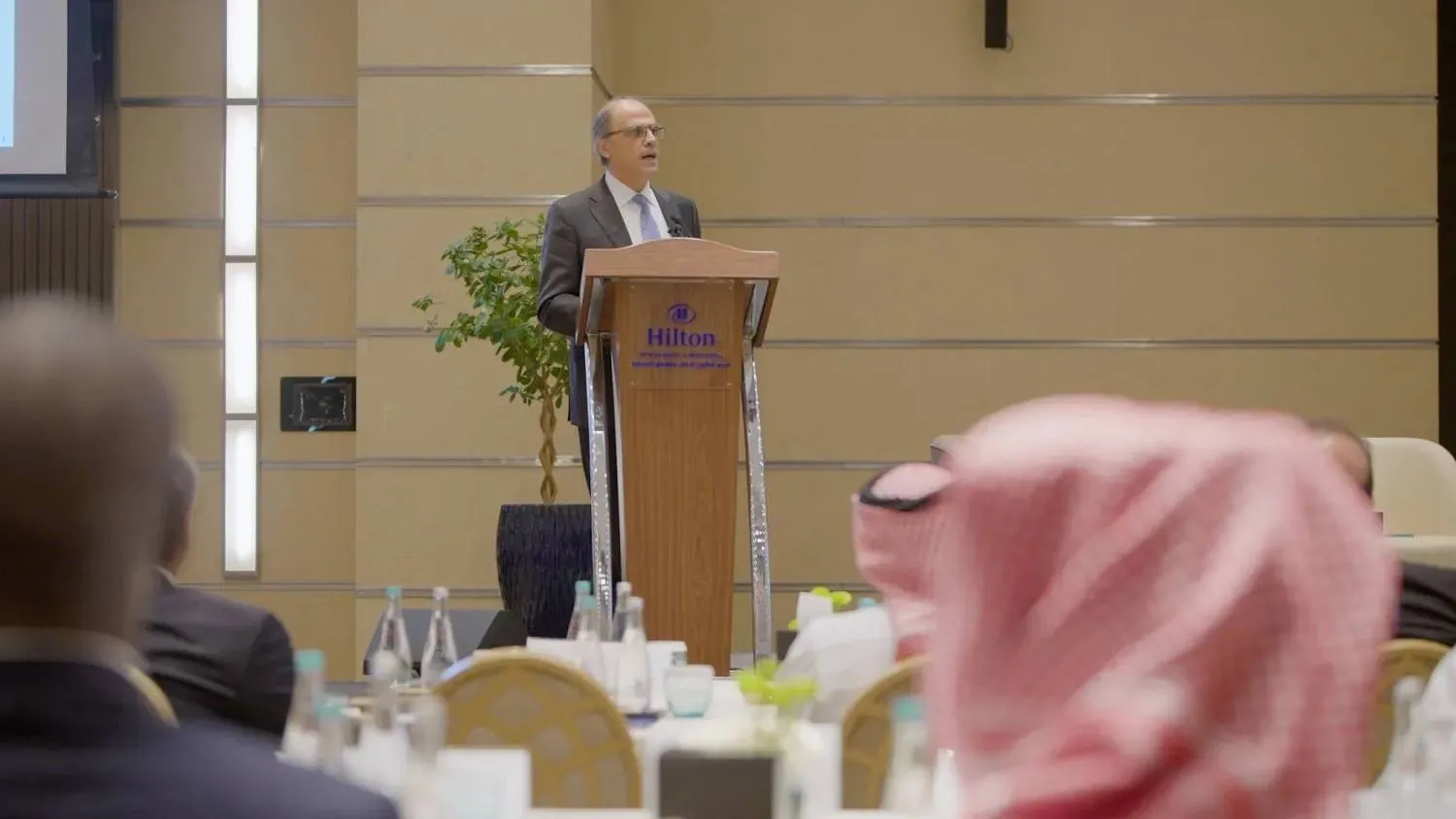 IMF Director of Middle East and Central Asia Department Dr. Jihad Azour, speaking during the session in Riyadh (Photo: Turki Al-Agili)