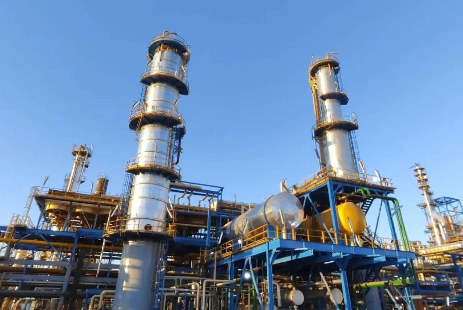 A handout picture released by Iraq's Prime Minister's Press Office on January 2, 2025, shows a partial view of the oil refinery of Baiji north of Baghdad, during the inauguration ceremony of the fourth and fifth units. (Iraq's Prime Minister's Press Office / AFP)
