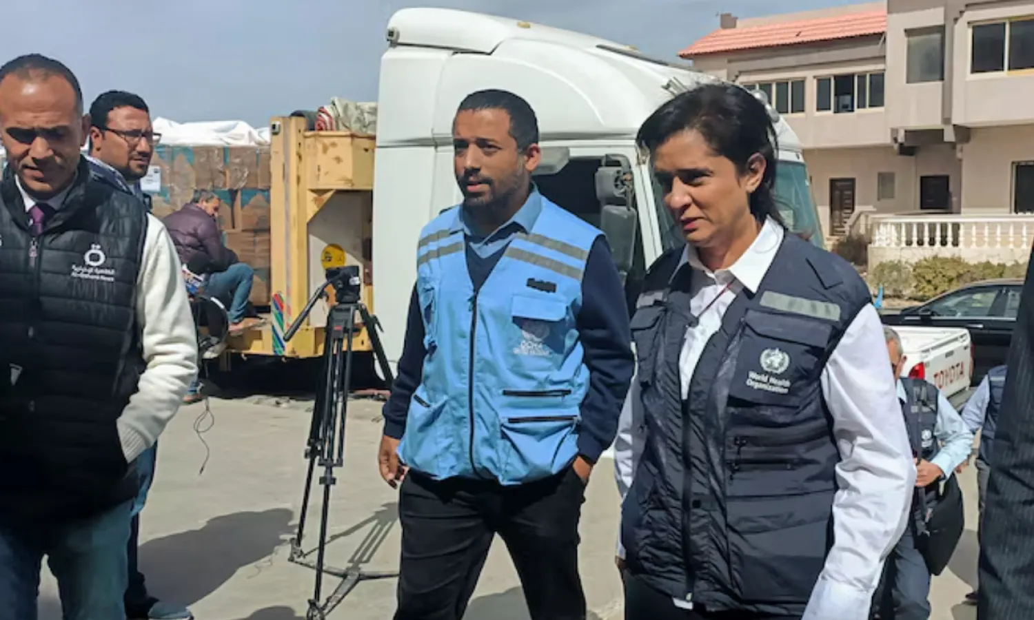 WHO Regional Director Hanan Balkhy with her team visits warehouses of aid bound for Gaza, amid the ongoing conflict between Israel and Palestinian Islamist group Hamas, in Al-Arish, Egypt, March 17, 2024. REUTERS/Stringer/File Photo