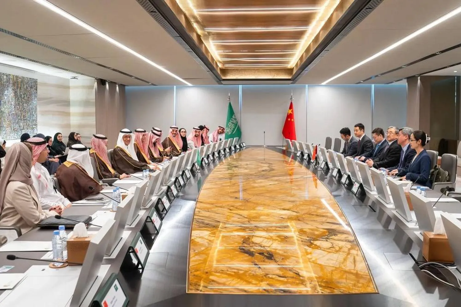 The Saudi and Chinese delegations meet in Riyadh on Monday. (SPA)