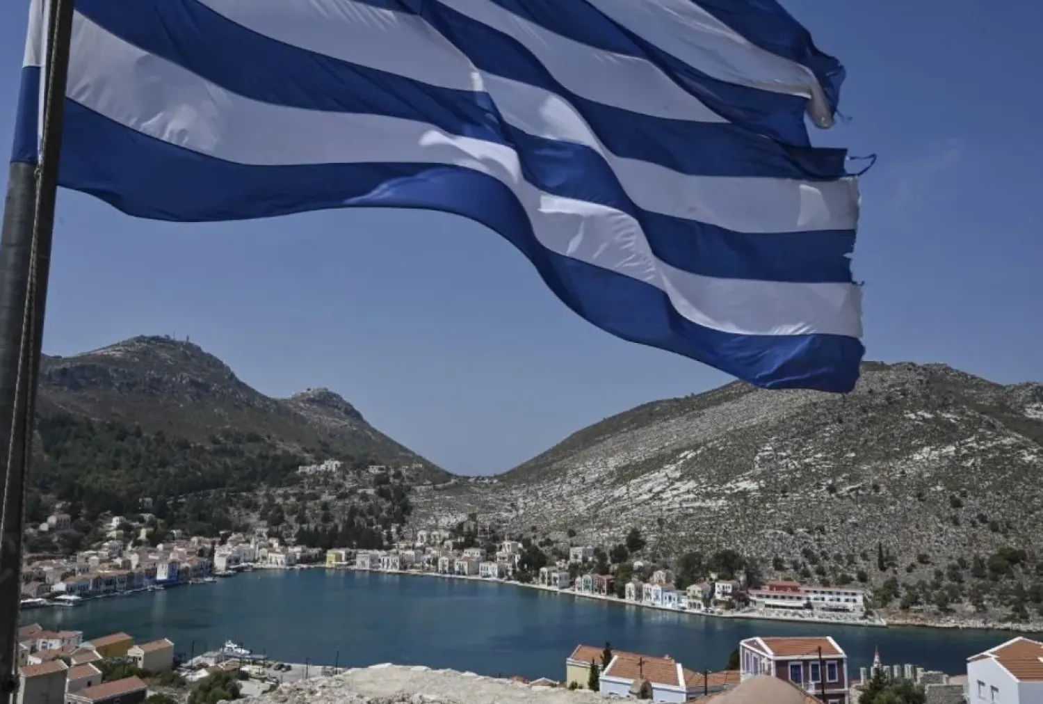 A view of the port of the tiny Greek island of Kastellorizo, officially Megisti, the most southeastern inhabited Greek island in the Dodecanese. (AFP)

