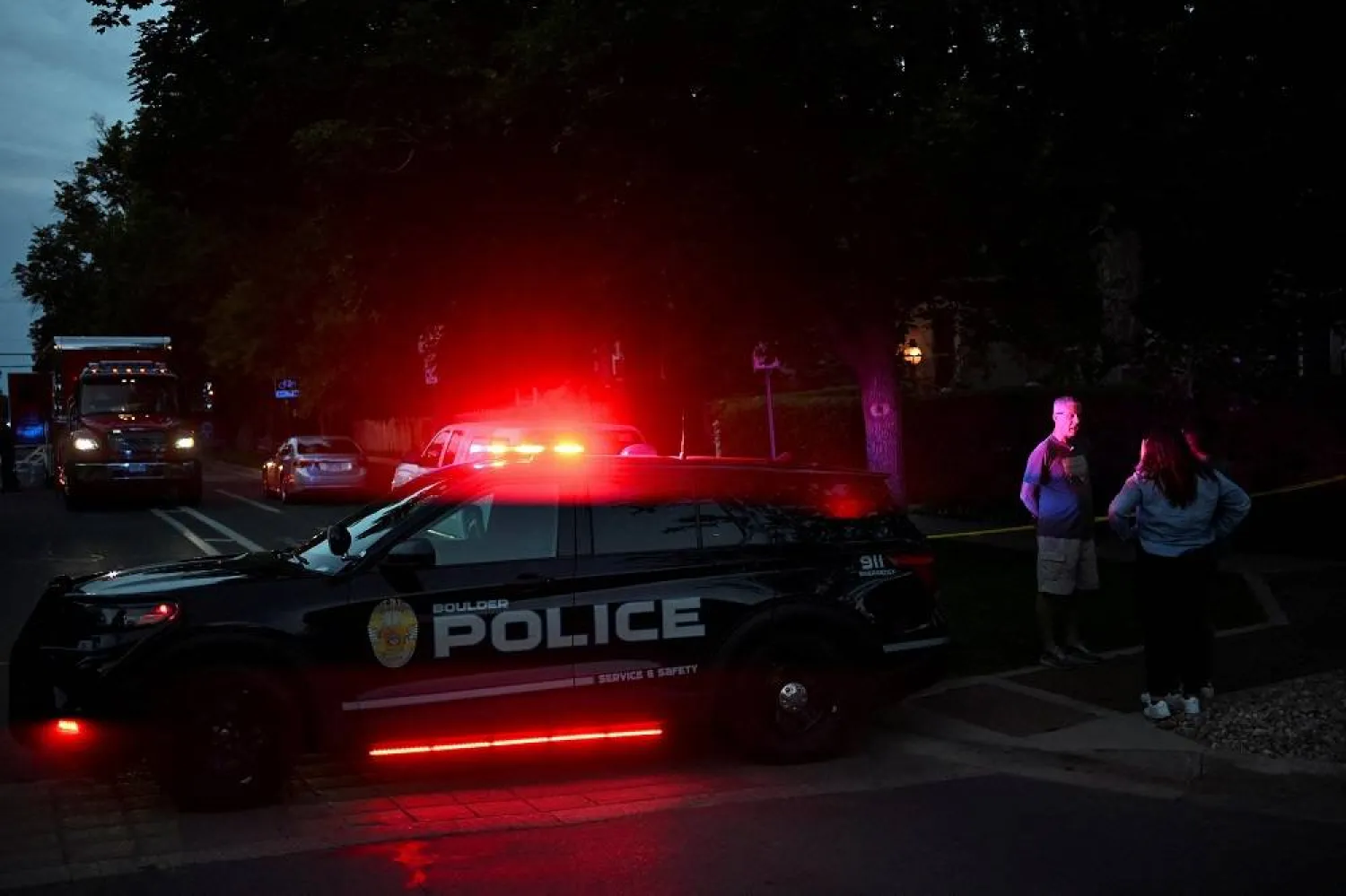 A man is interviewed by members of the media beside a taped police barrier, after an attack that injured multiple people, in Boulder, Colorado, US, June 1, 2025. (Reuters) 