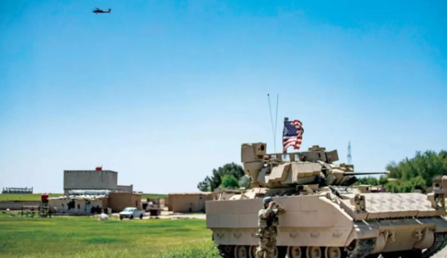 A US patrol in Qamishli’s countryside in Hasakah on April 20, 2022. (AFP)
