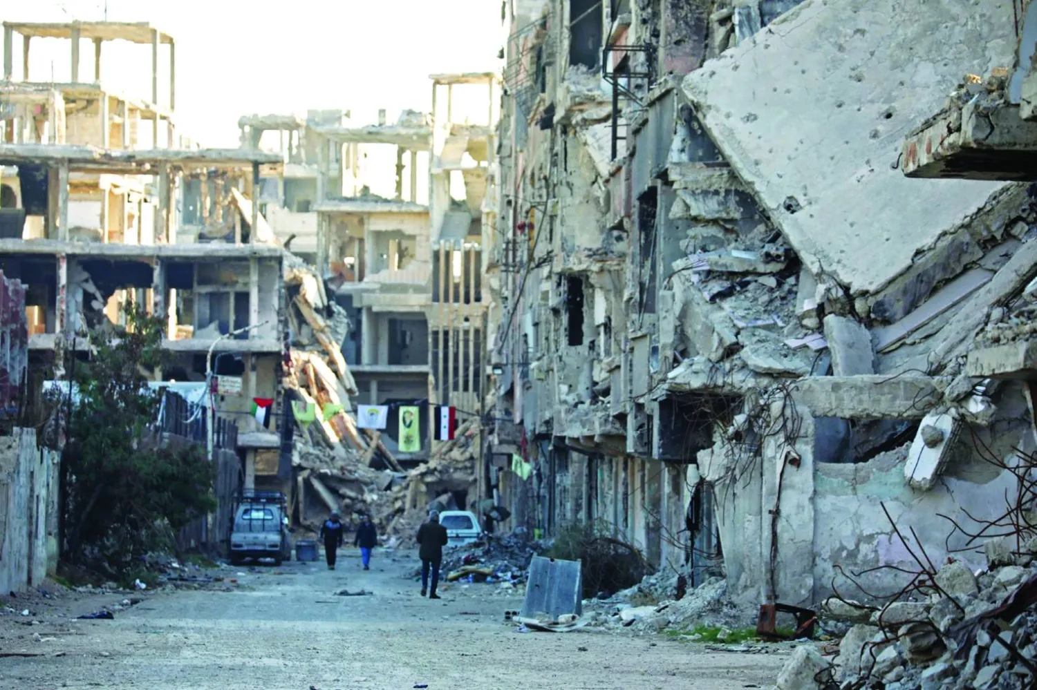 دمار في مخيم اليرموك للاجئين الفلسطينيين في دمشق (الشرق الأوسط)