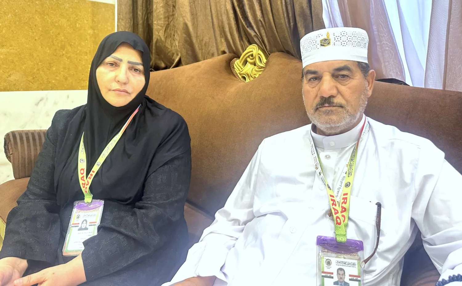 الحاج العراقي عبد الهادي الزهيري وزوجته أمل محمد (الشرق الأوسط) 