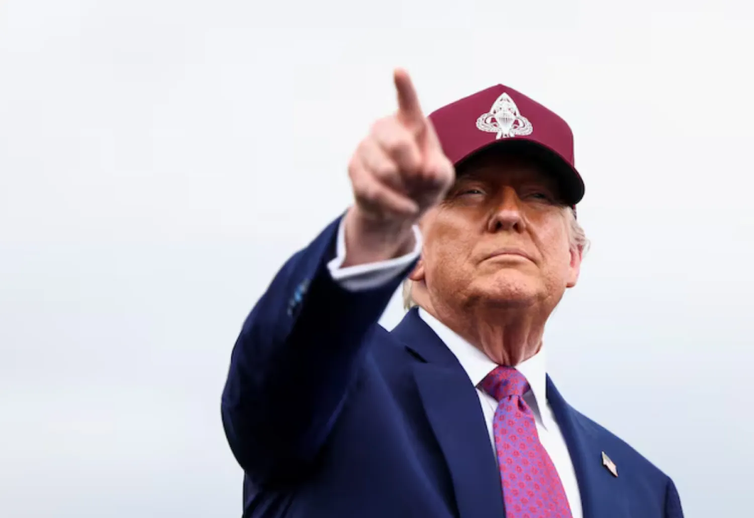 US President Donald Trump points a finger as he delivers remarks during a rally in Fort Bragg, North Carolina, US, June 10, 2025. REUTERS/Evelyn Hockstein/File Photo 