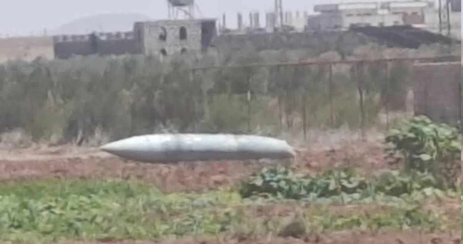 بقايا صاروخ إيراني سقط في ريف درعا اليوم الجمعة (سانا)