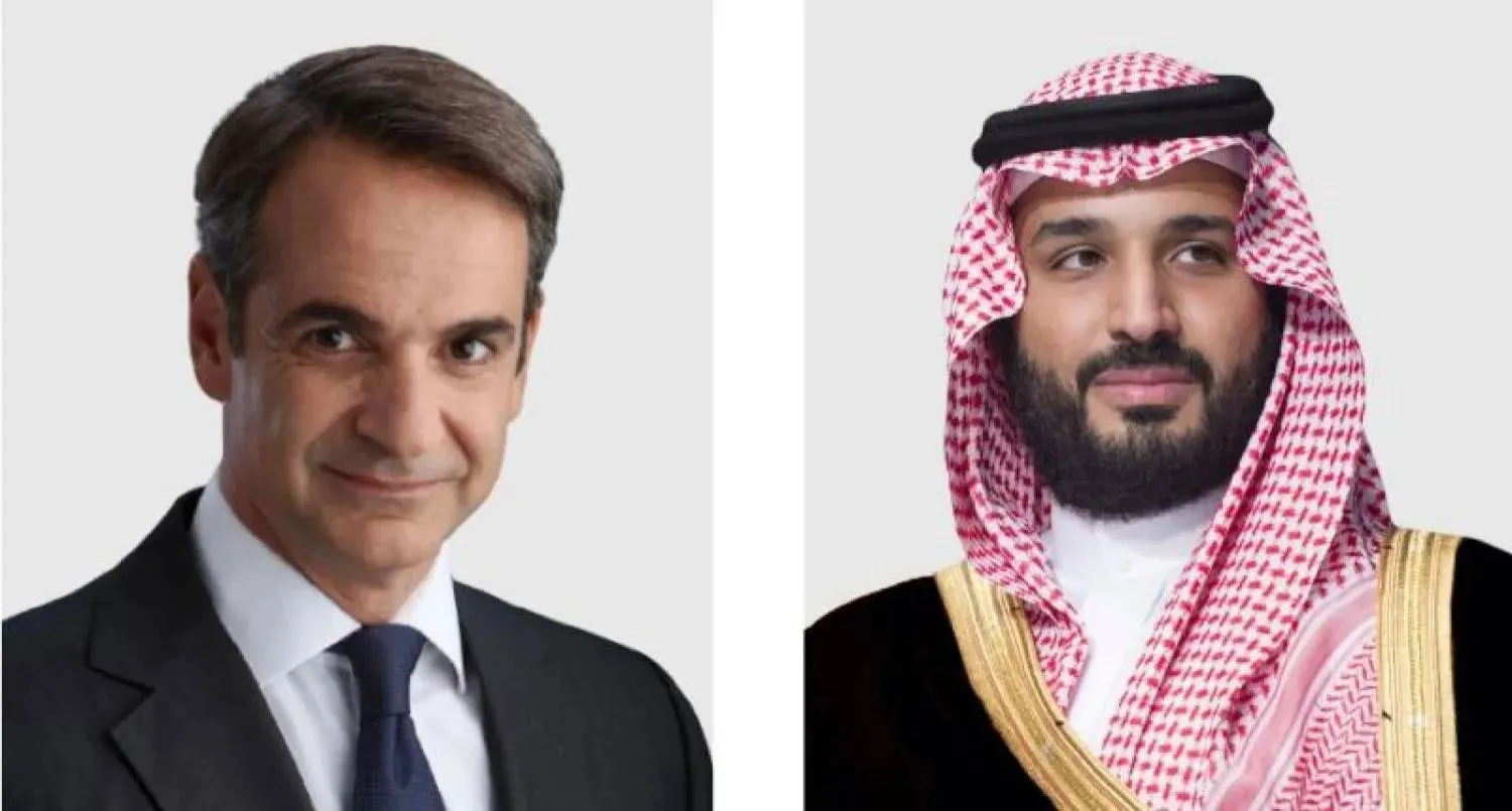 الأمير محمد بن سلمان ولي العهد السعودي وكيرياكوس ميتسوتاكيس رئيس الوزراء اليوناني (الخارجية السعودية)
