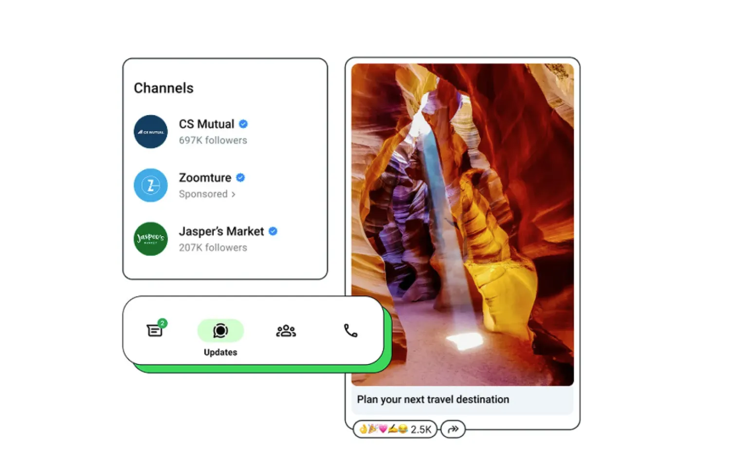 استراتيجية «ميتا» تعتمد على تقديم الإعلانات بشكل غير مزعج من خلال ترويج القنوات وحالات إعلانية واشتراكات مدفوعة للمحتوى الحصري (واتساب)