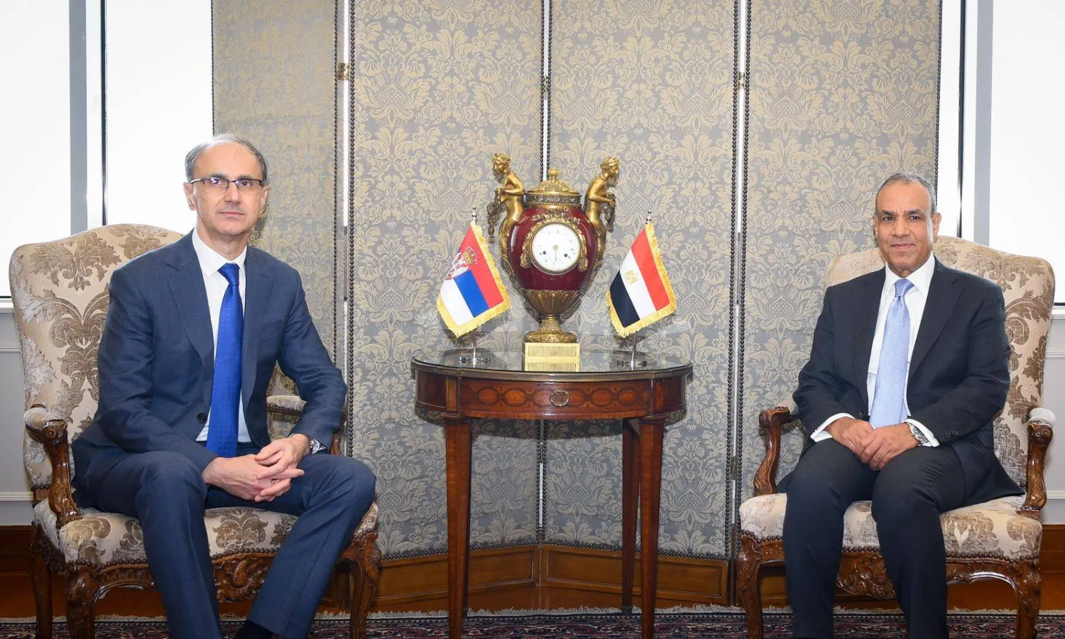 جانب من محادثات وزير الخارجية المصري مع رئيس الوزراء الصربي في القاهرة (الخارجية المصرية)