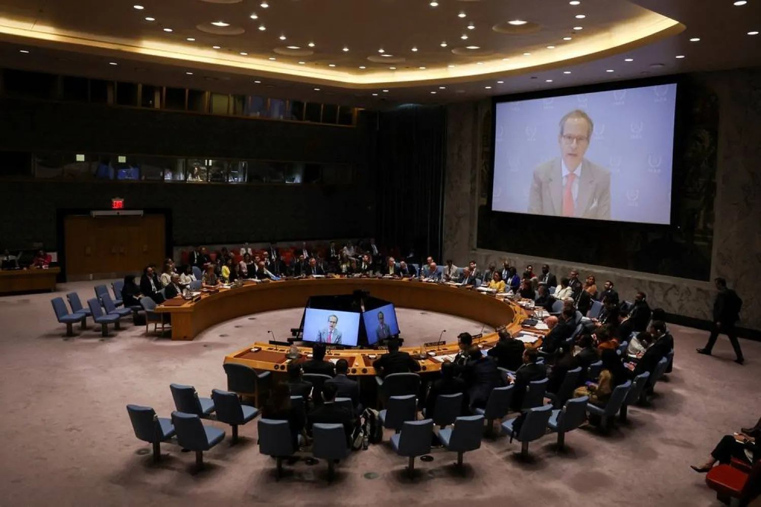 Rafael Mariano Grossi, Director General of the International Atomic Energy Agency (IAEA) speaks via video during a meeting of the United Nations Security Council, about the conflict between Israel and Iran, at UN headquarters in New York City, US, June 20, 2025. (Reuters) 