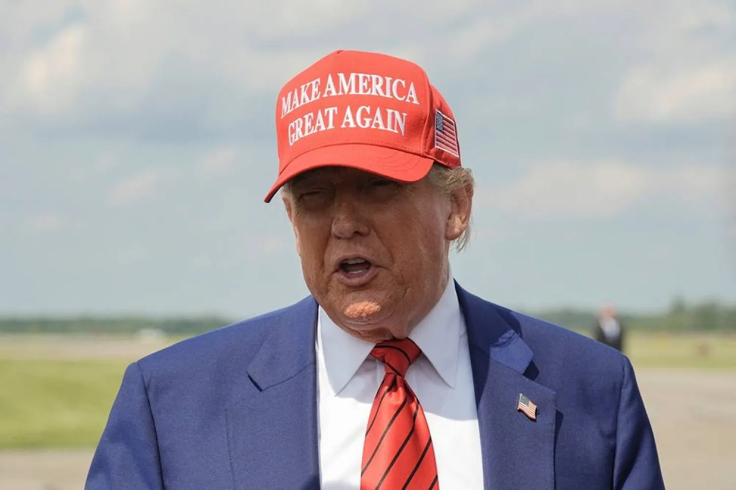US President Donald Trump talks to reporters upon his arrival at Morristown Municipal Airport in Morristown, New Jersey, US, June 20, 2025. (Reuters)