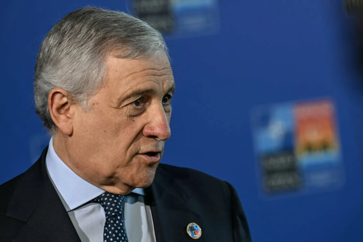 Italy's Foreign Minister Antonio Tajani talks to the press as he arrives for an informal meeting of The North Atlantic Treaty Organization (NATO) foreign ministers ahead of potential peace talks between Ukraine and Russia in Türkiye, in Antalya, on May 15, 2025. (Photo by OZAN KOSE / AFP)