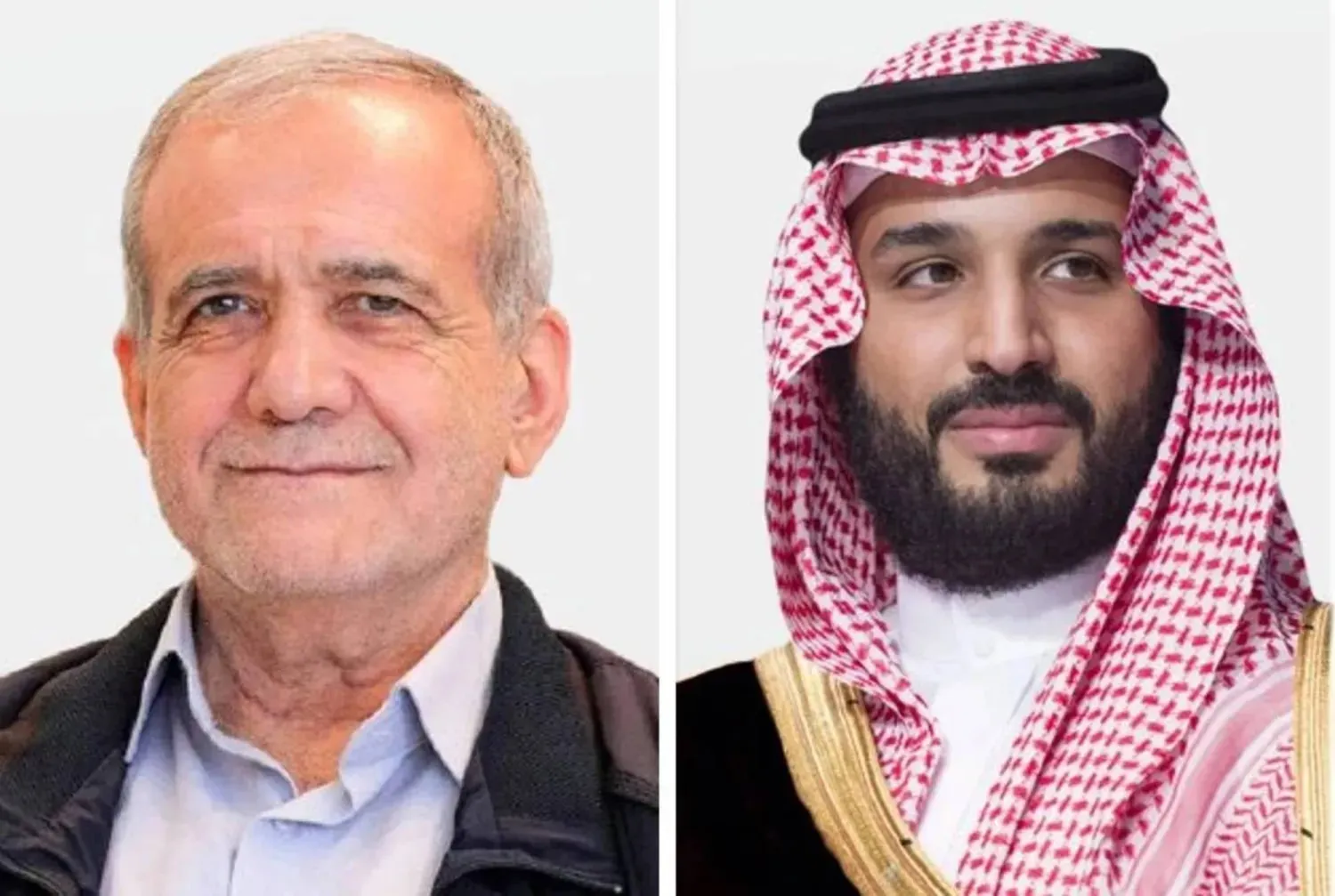 ولي العهد السعودي الأمير محمد بن سلمان والرئيس الإيراني مسعود بزشكيان (واس)