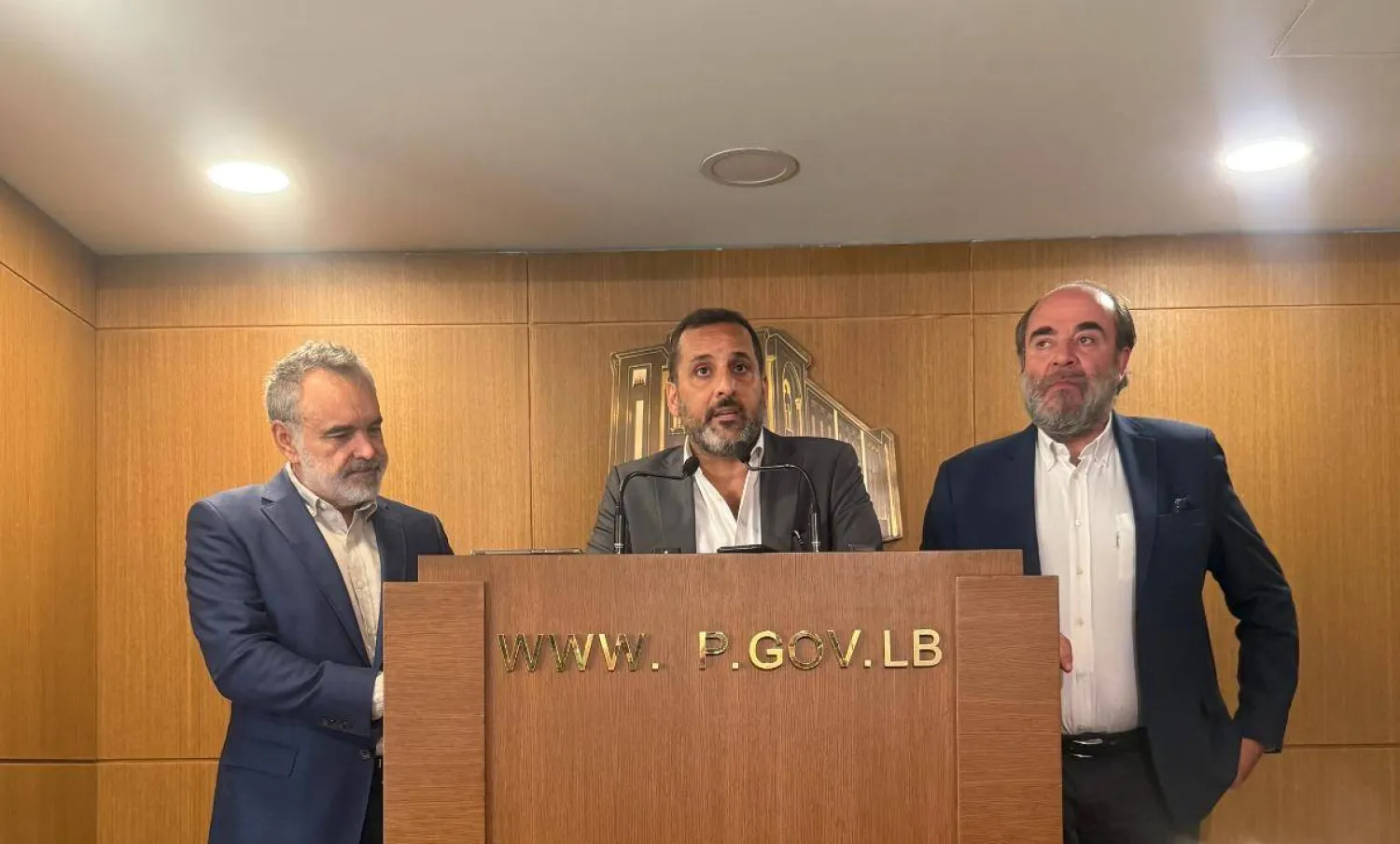 النواب: عقيص ودويهي وترزيان خلال مؤتمر صحافي للمطالبة بإدراج اقتراح قانون تعديل «المادة 122» في جلسة الاثنين (الشرق الأوسط)