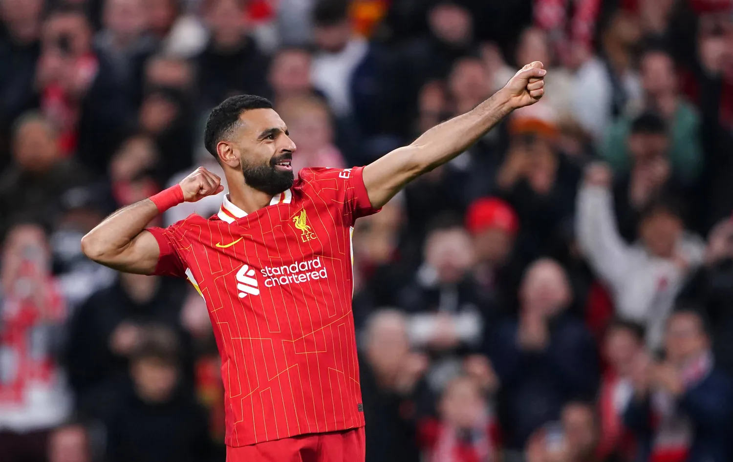 محمد صلاح قاد ليفربول لحسم لقب البريميرليغ في الموسم المنقضي (د.ب.أ)