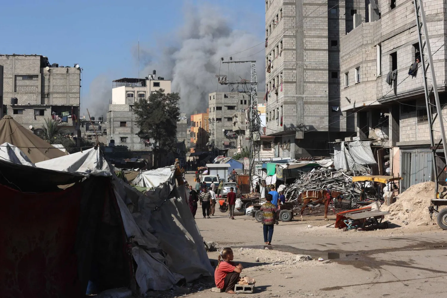 Smoke billows after an Israeli strike on Gaza City on June 28, 2025, amid the ongoing conflict between Israel and Hamas. (Photo by Omar AL-QATTAA / AFP)