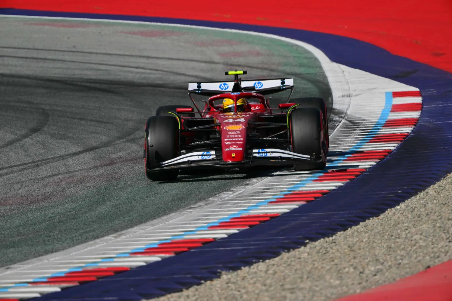  Ferrari' British driver Lewis Hamilton races during the qualifying session at the Red Bull Ring race track in Spielberg, Austria, on June 28, 2025, ahead of the Formula One Austrian Grand Prix. (AFP) 