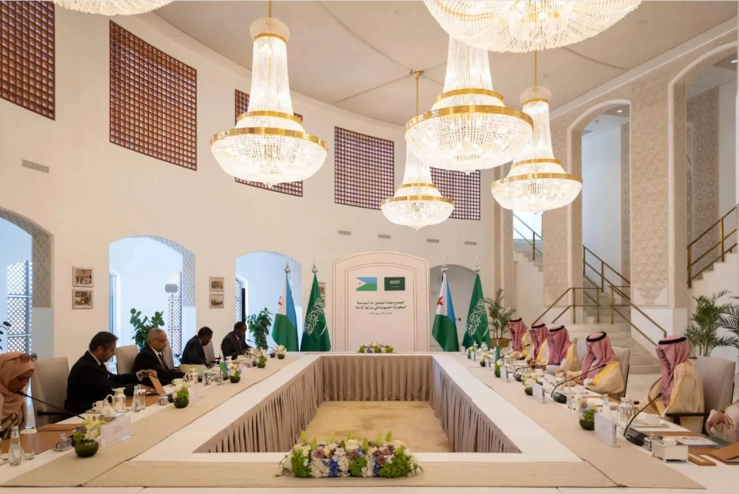 Saudi and Djibouti FMs head the meeting of the Political Consultations Committee. (SPA)