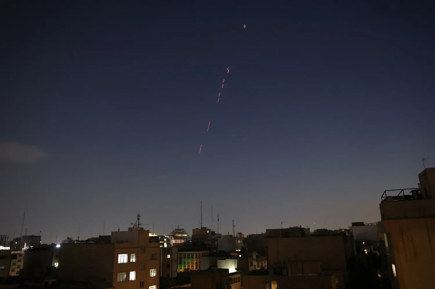 Army air defense firing is seen following the Israeli strike in Tehran, Iran, June 13, 2025. Majid Asgaripour/WANA (West Asia News Agency) via Reuters 