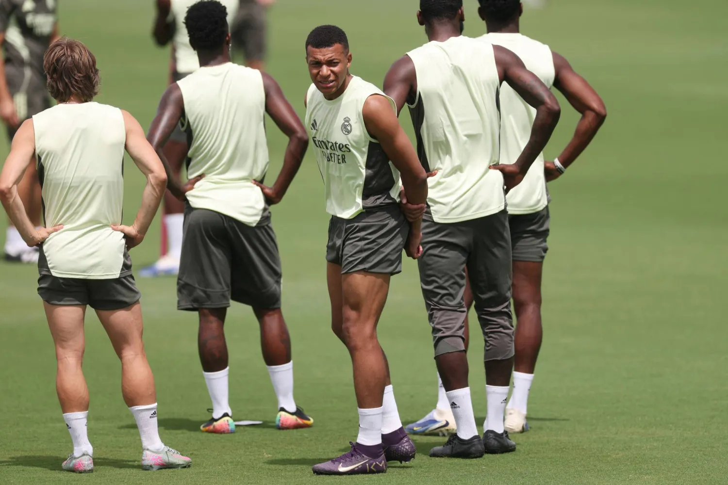 مبابي شارك خلال تدريباته ريال مدريد (رويترز) 