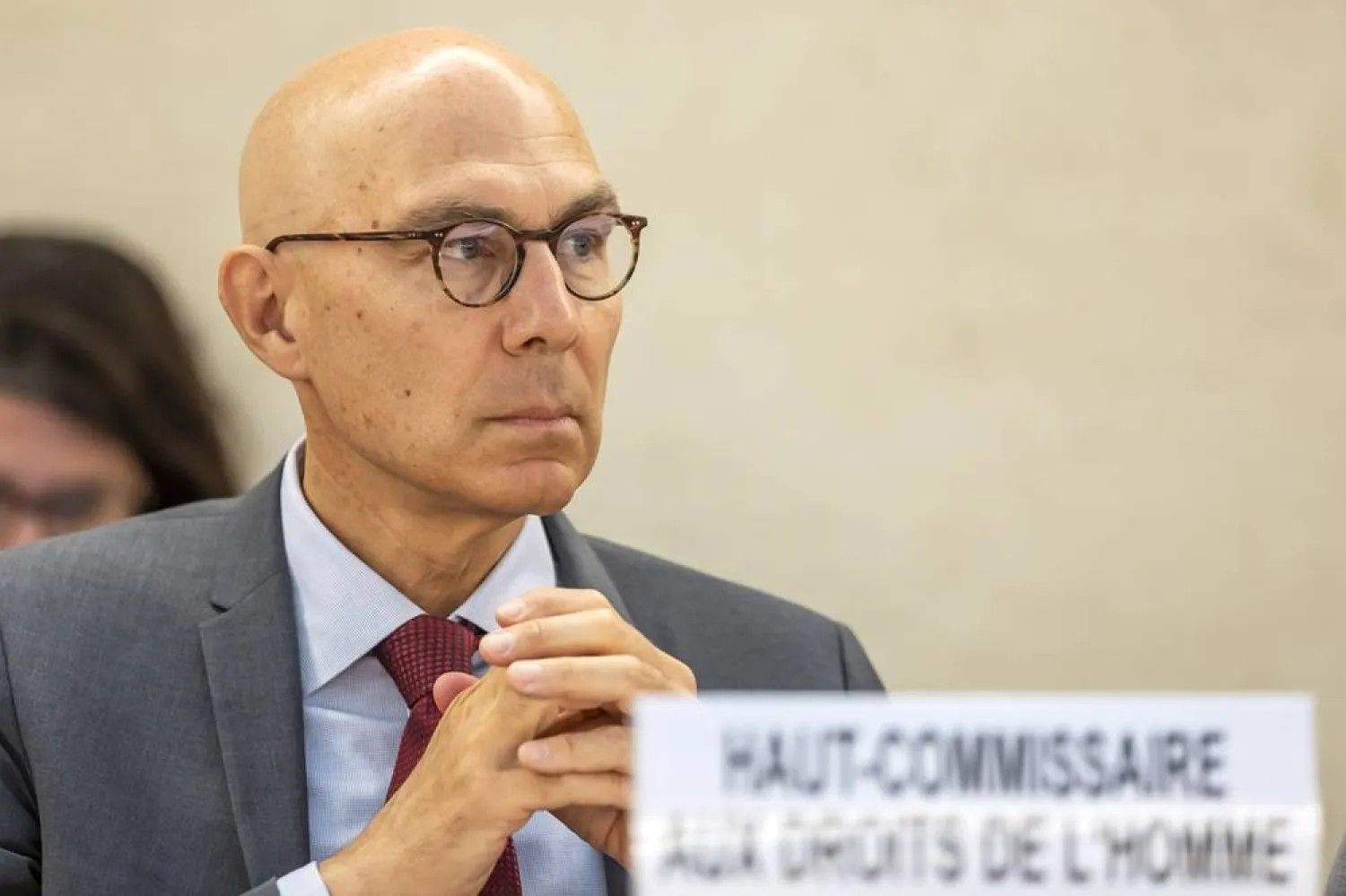 UN High Commissioner for Human Rights Volker Tuerk attends a panel discussion on the adverse impacts of climate change on human rights during the 59th session of the Human Rights Council at the European headquarters of the United Nations in Geneva, Switzerland, 30 June 2025. (EPA)